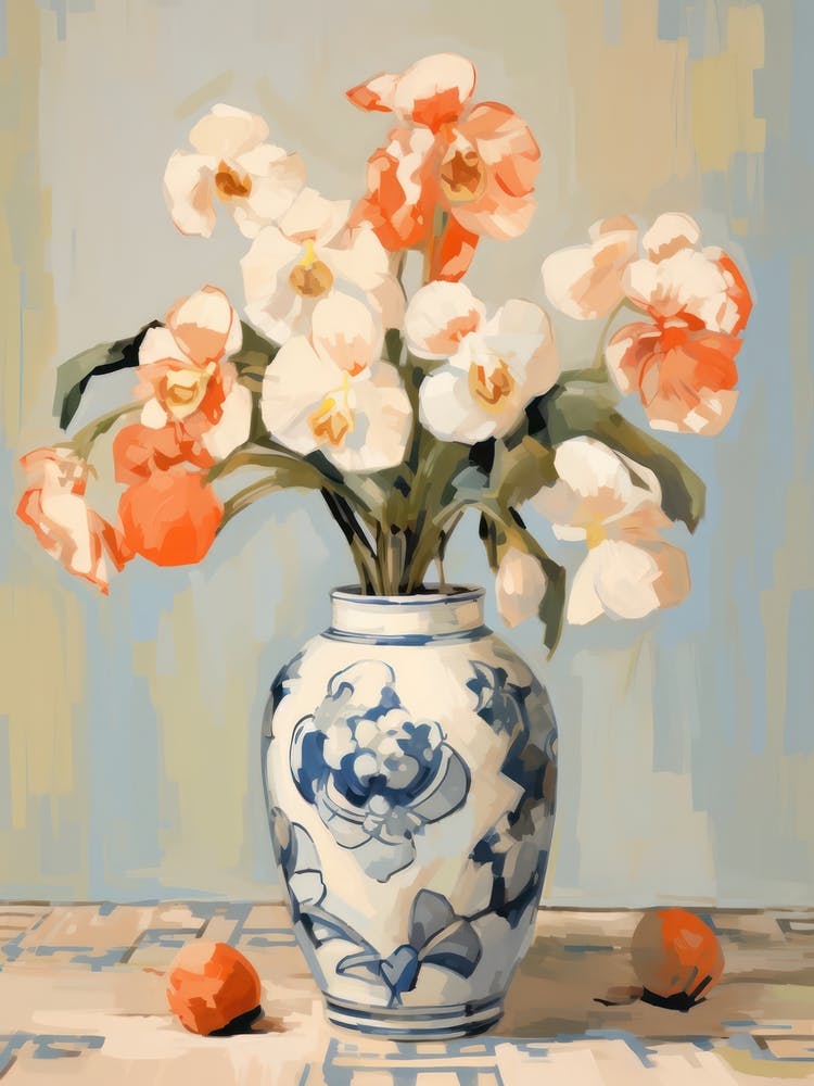 Pansy Flower And Peaches Still Life Painting 1 Dreamy