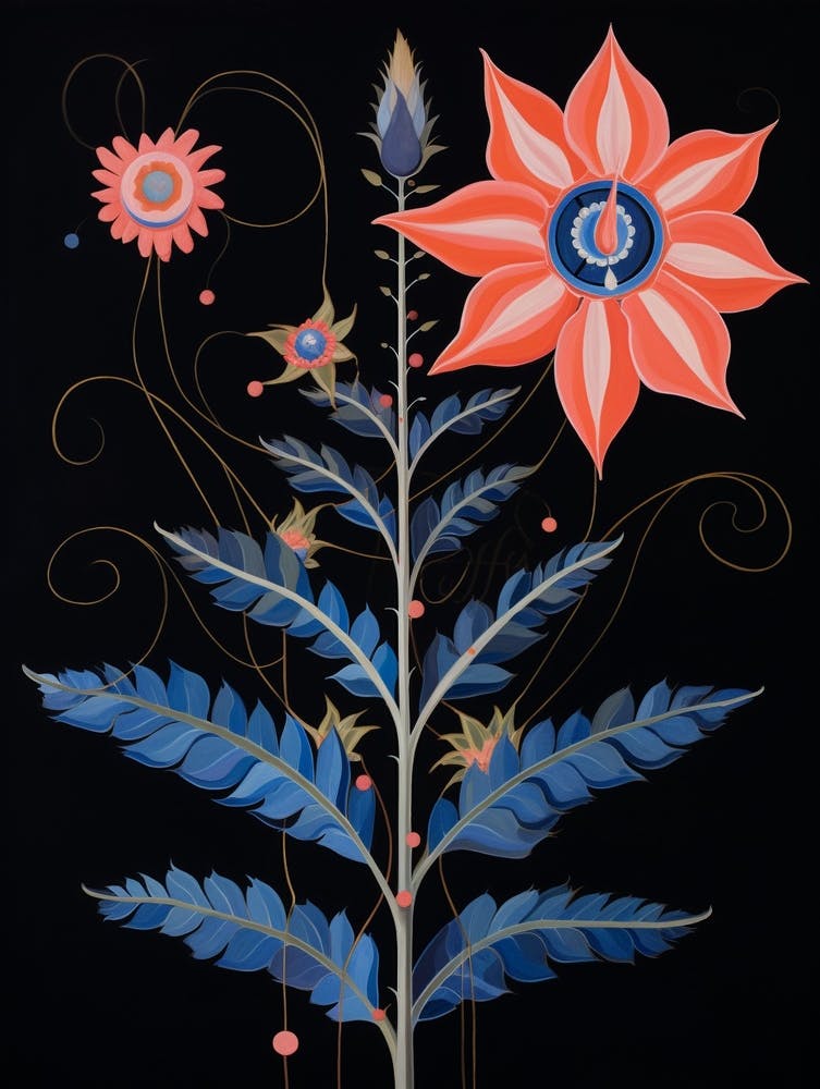 Larkspur 1 Hilma Af Klint Inspired Flower Illustration