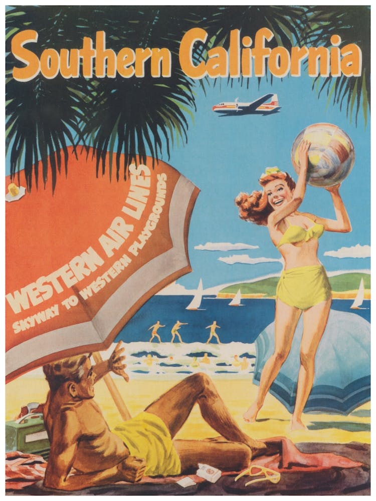 Southern California Vintage Beach Poster