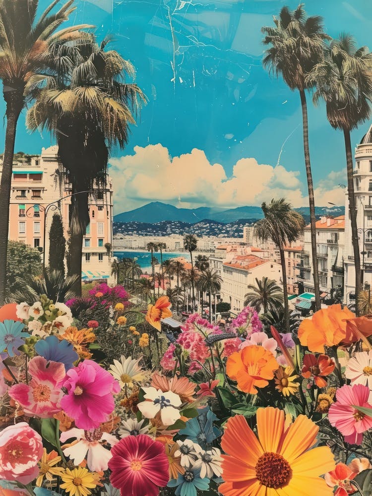 Cannes Floral Rétro Style Collage 2