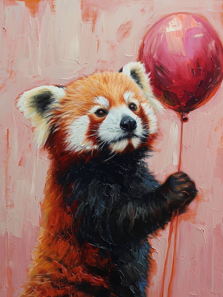 Süßer Roter Panda 2 mit Ballon
