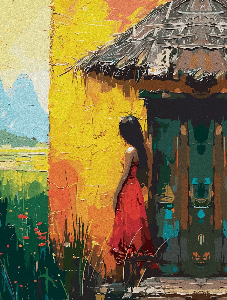 Girl In Red By The Yellow Cottage Fy!2