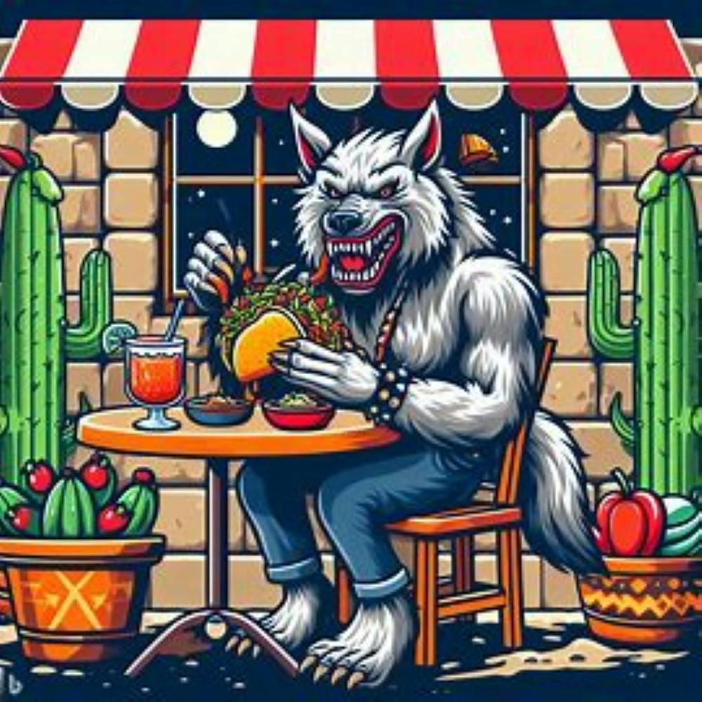 wolf eating taco