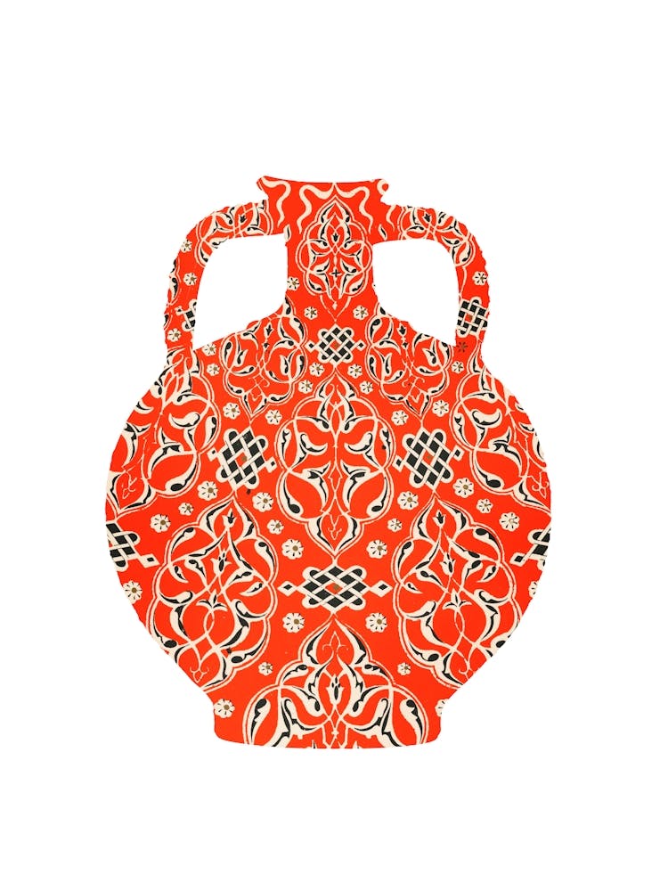 Vintage orange urn waterjug artwork