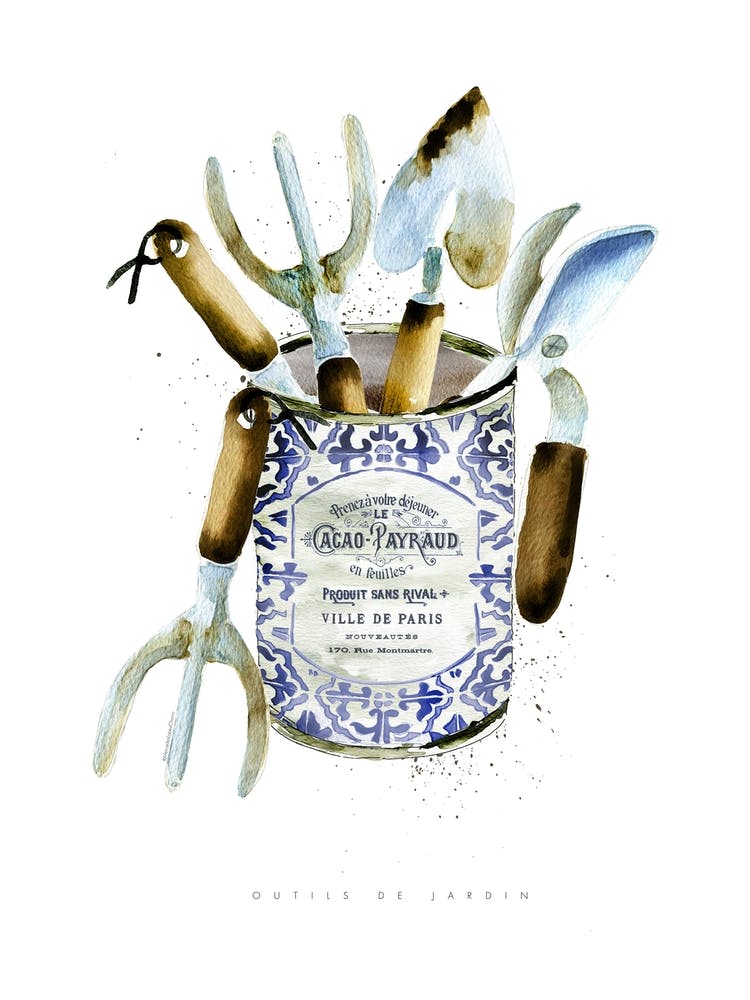 Garden Tools In Vintage Can