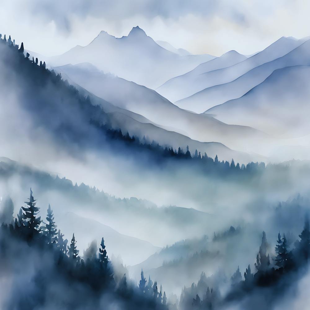 Watercolor Of Mountains