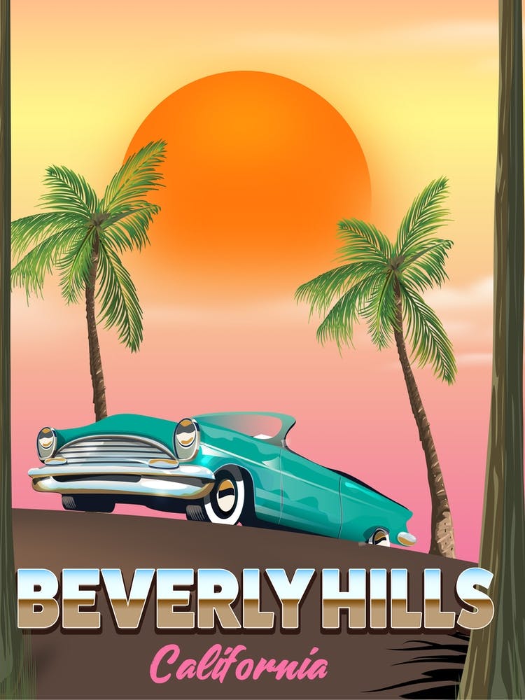 Beverly Hills California Dusk Travel poster
