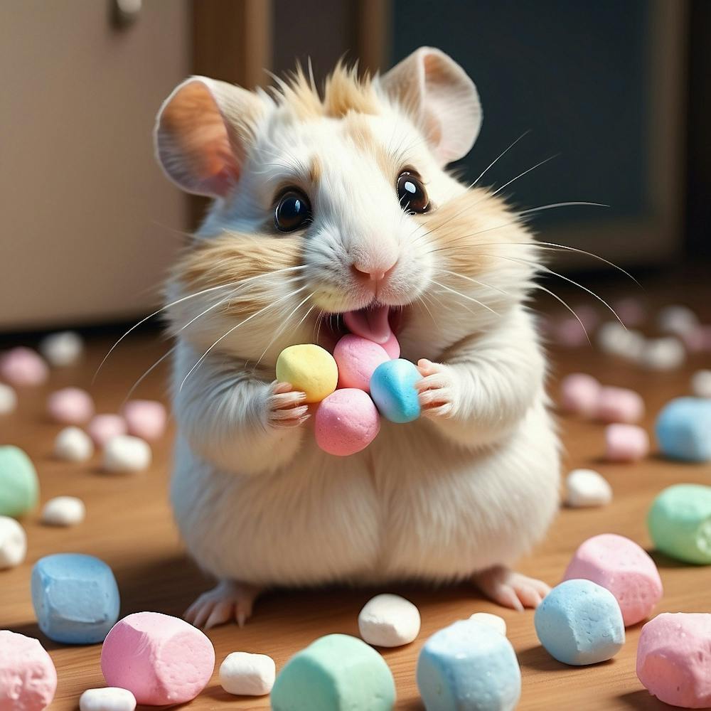 Hamster Eating Marshmallows 1