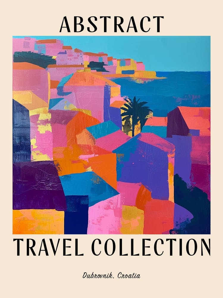 Abstract Travel Collection Poster Dubrovnik Croatia 1