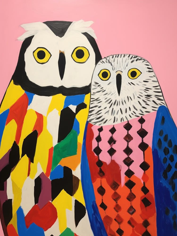 Colourful Kids Animal Art Snowy Owl 3