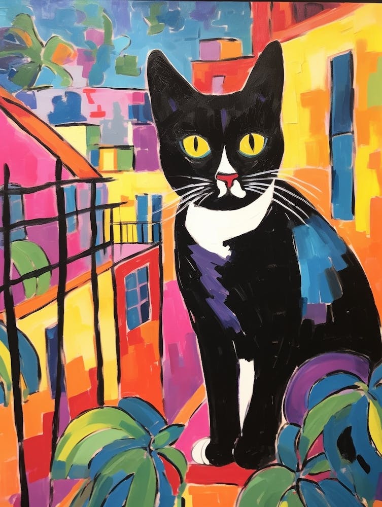 Painting Of A Cat In Barcelona Spain 1