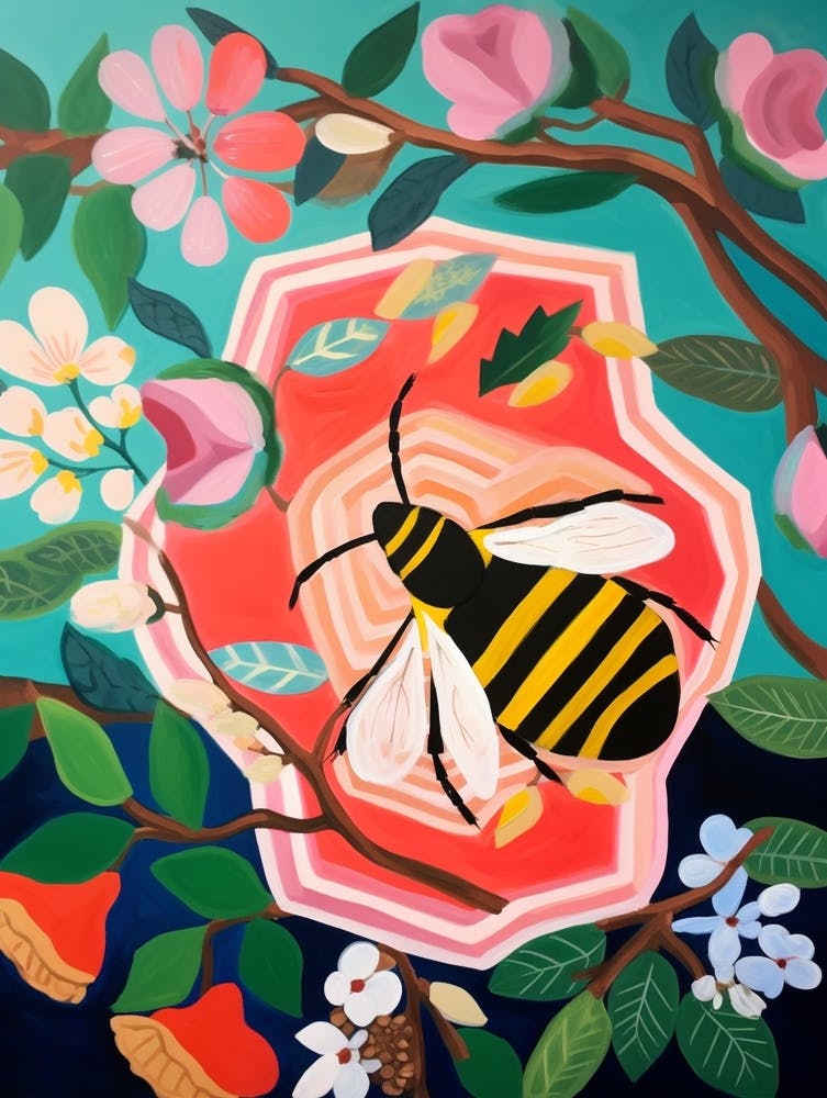 Maximalist Animal Painting Honey Bee 3