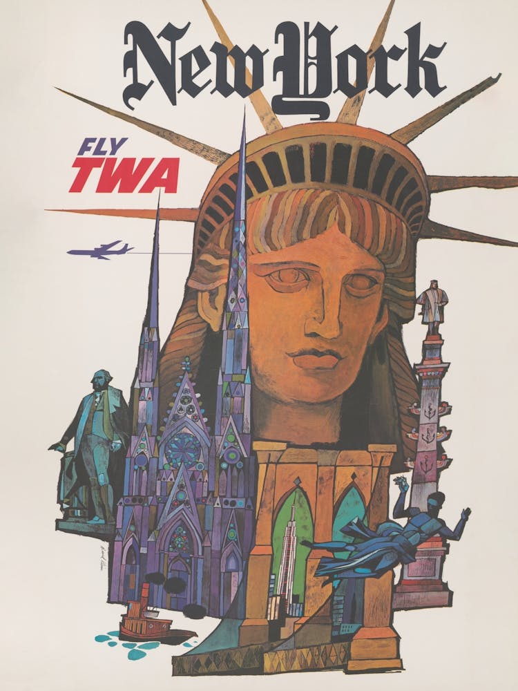 New York Fly Twa Travel Poster