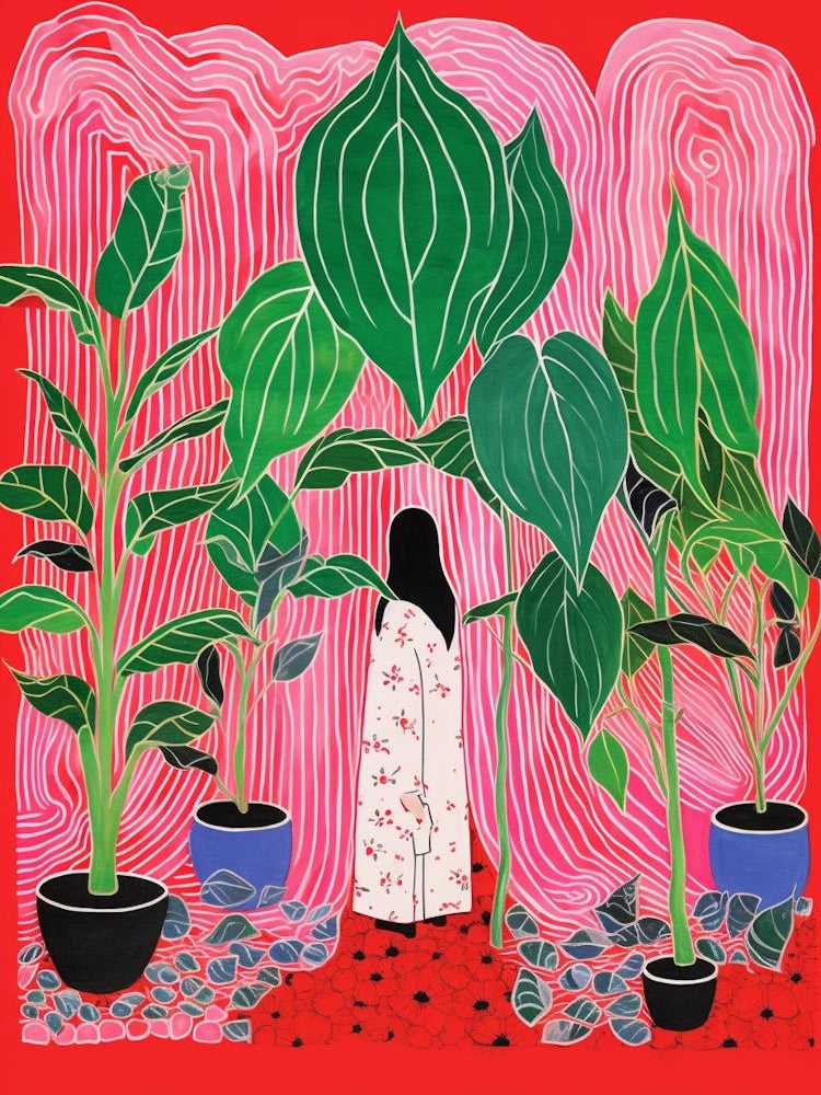 Pink And Red Plant Illustration Chinese Evergreen 5