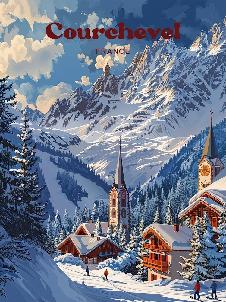 Courchevel France Snowy Digital Travel Art