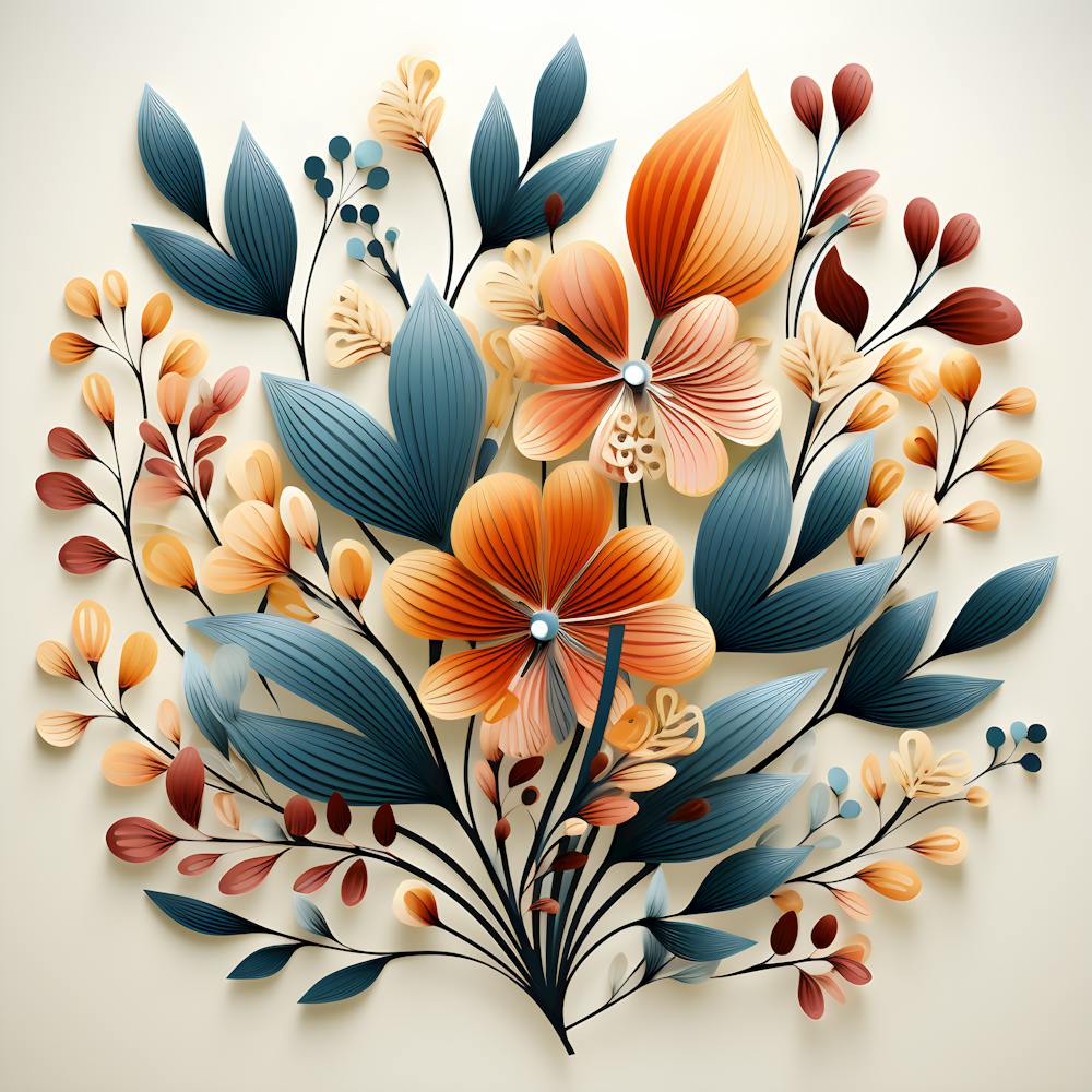 Autumn Leaf & Floral 3D Wall Art | Handmade Paper Botanical Sculpture | Nature-Inspired Decor for Home
