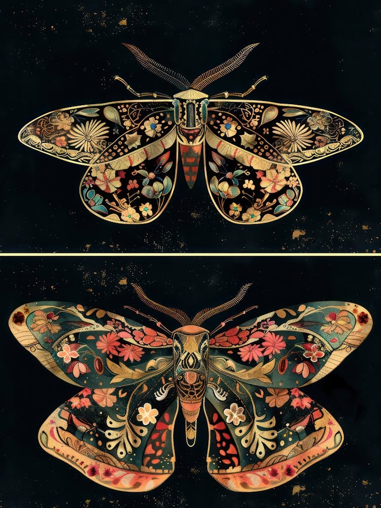 Butterfly Night Symphony William Morris Style 6