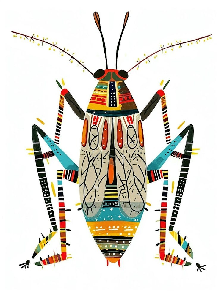 Colourful Insect Illustration Cricket 12