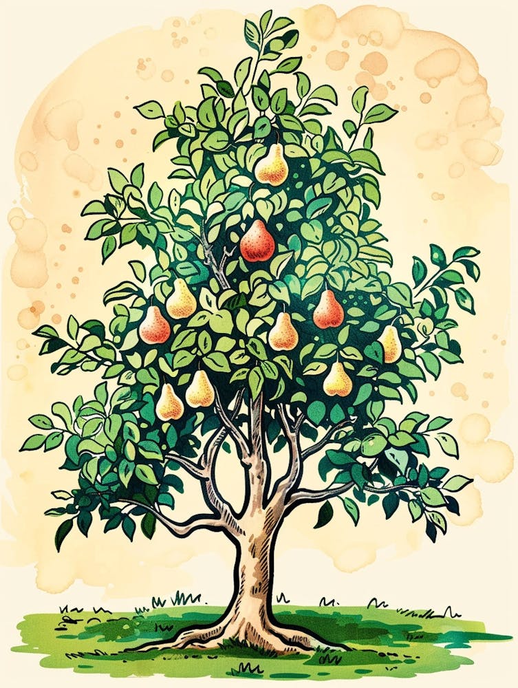 Pear Tree Storybook Illustration 2