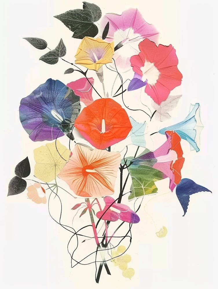 Morning Glory 3 Collage Flower Bouquet