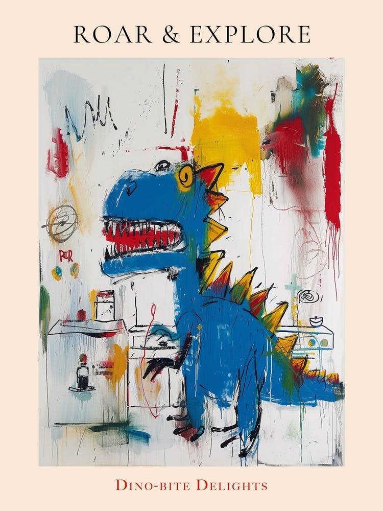 Abstract Graffiti Dinosaur In The Kitchen 4 Poster