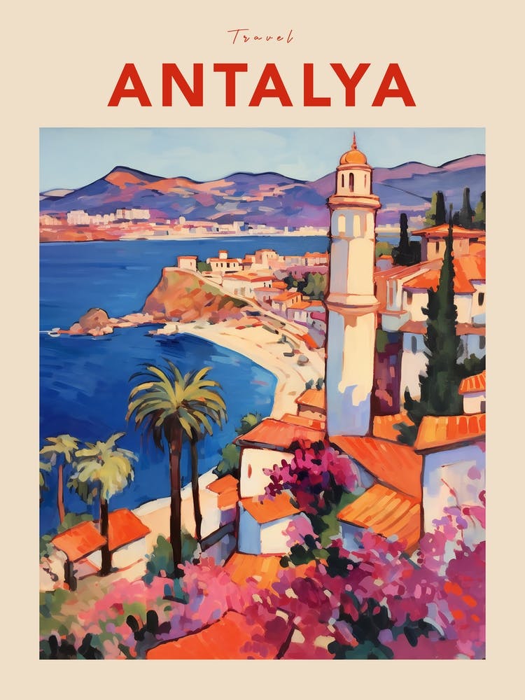 Antalya Turkey 4 Fauvist Travel Poster