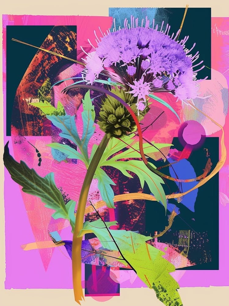 Queen Anne S Lace 2 Neon Flower Collage
