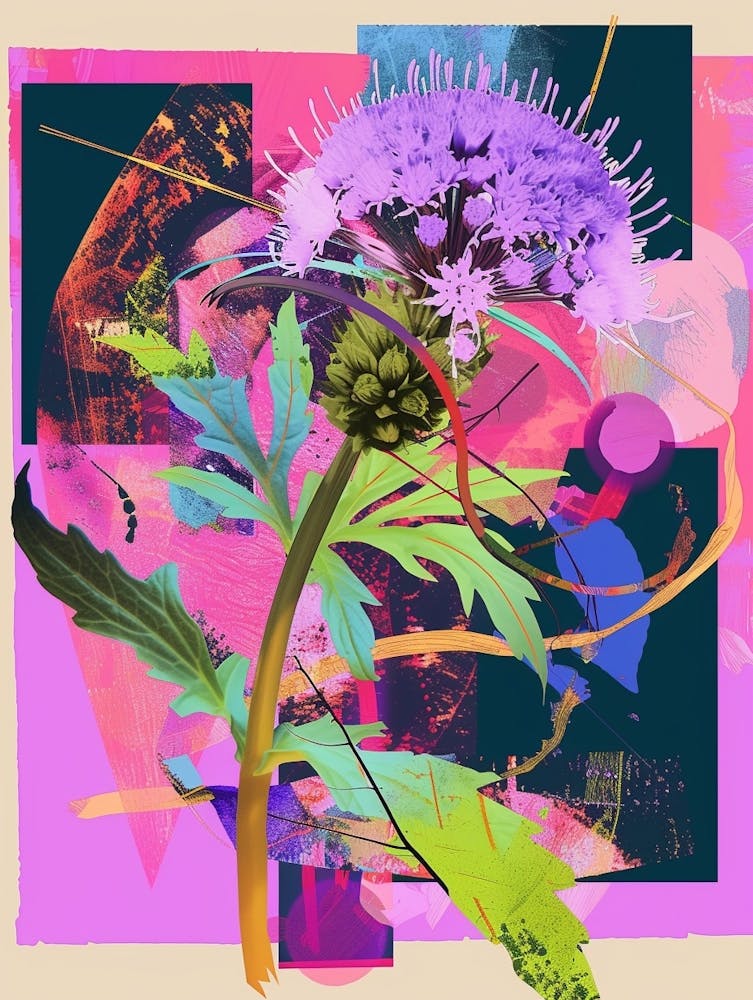 Queen Anne S Lace 2 Neon Flower Collage