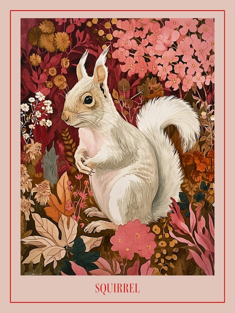 Floral Animal Painting Squirrel 3 Poster