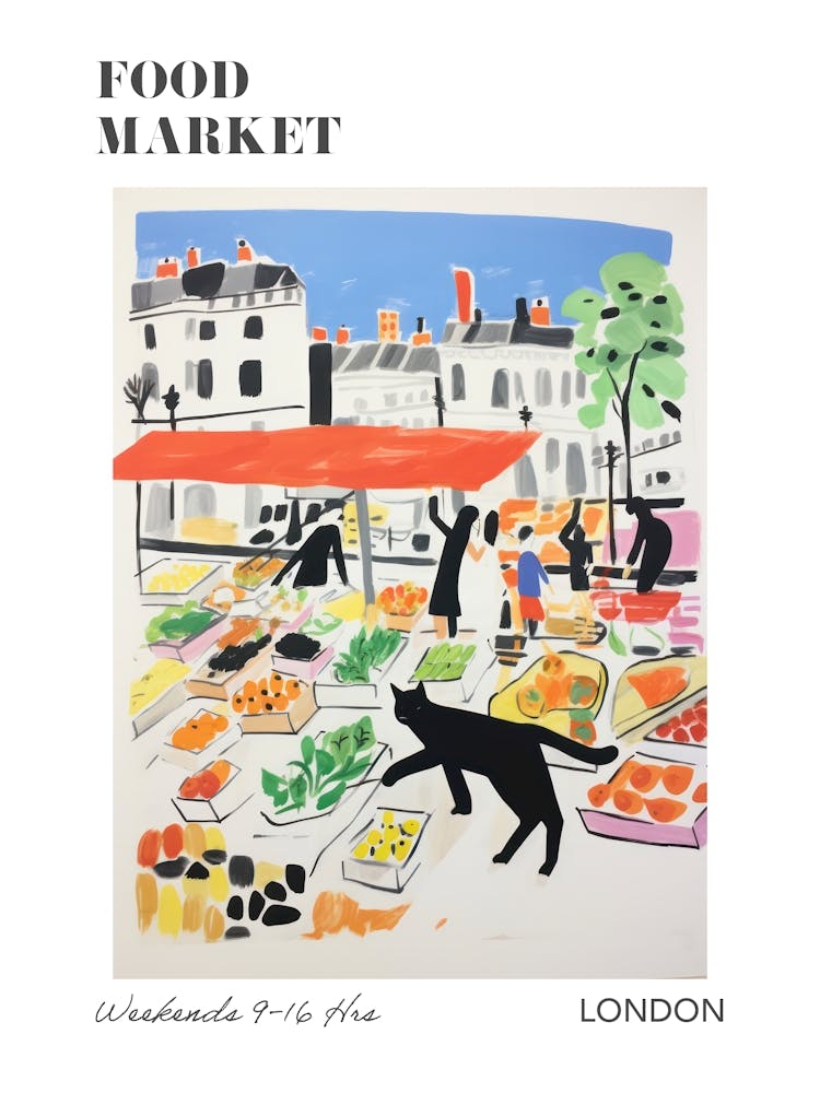 Der Lebensmittelmarkt in London 3 Illustrationsposter