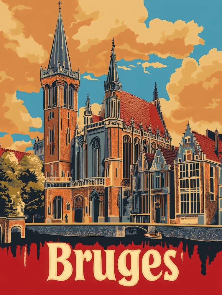 Aihrgdesign A Retro Travel Poster For Bruges Featuring The Ba 2359098e Fdad 4358 9f21 7abe427ee9ee 1
