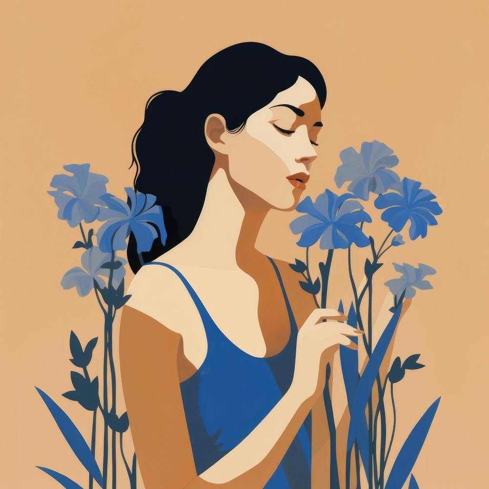 Woman Smelling Flowers 1