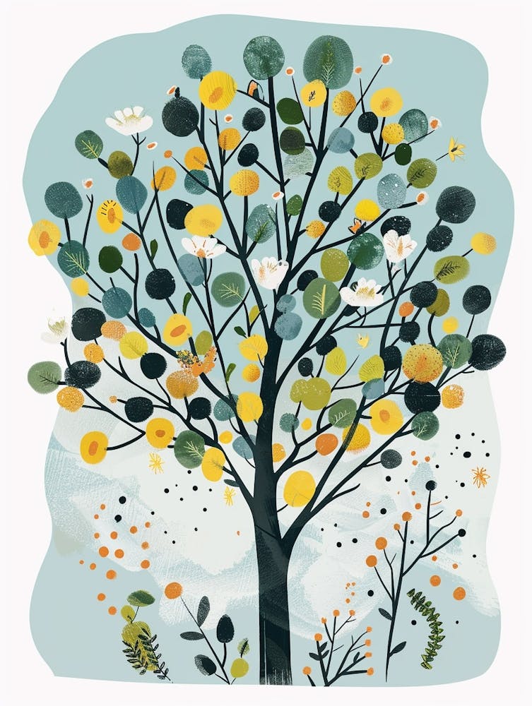 Cedar Tree Flat Illustration 2