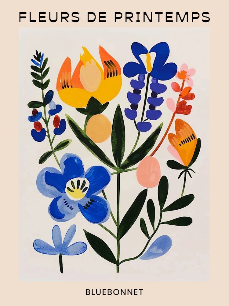 Spring Floral French Poster  Bluebonnet 3