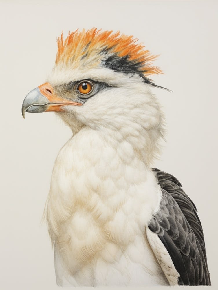 Vintage Bird Drawing Crested Caracara 1