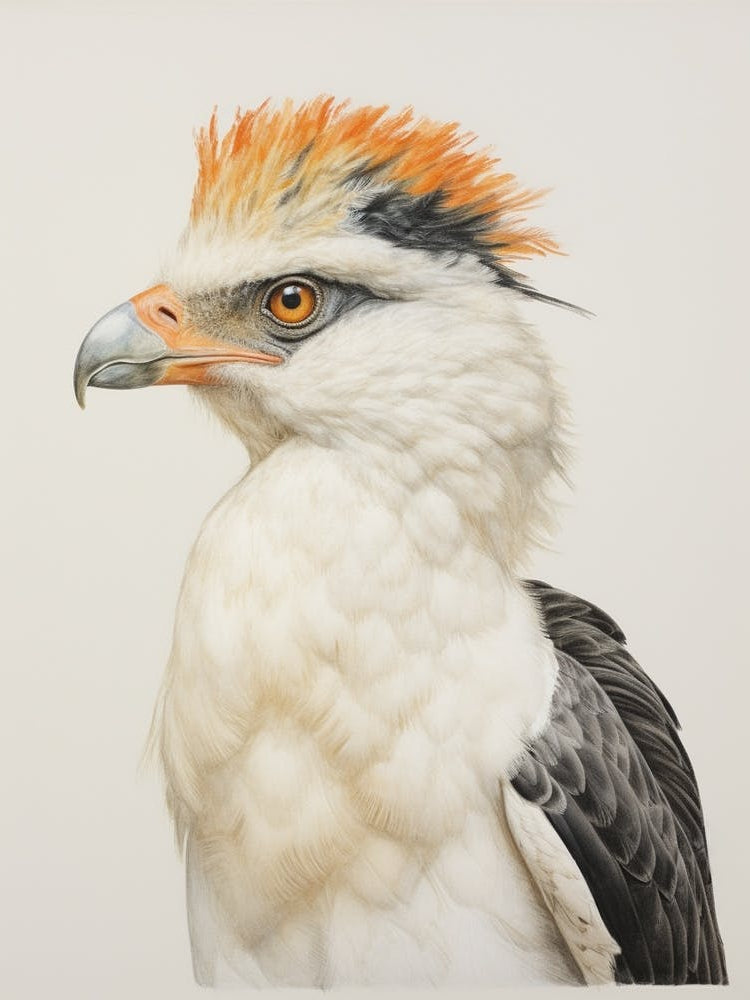 Vintage Bird Drawing Crested Caracara 1