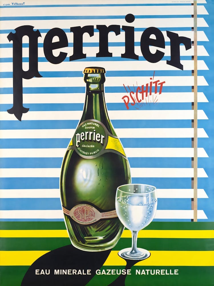 Vintage Perrier Mineralwasser-Druck