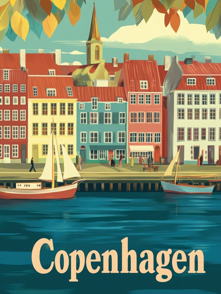 Aihrgdesign A Vintage Travel Poster Of Copenhagen Featuring T 61b6958f F74b 43c0 97fc 3c0422478fe8 1
