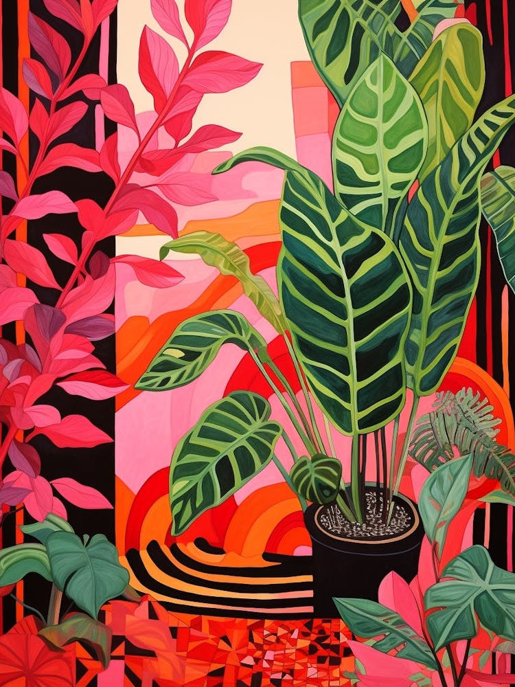 Pink And Red Plant Illustration Calathea 2