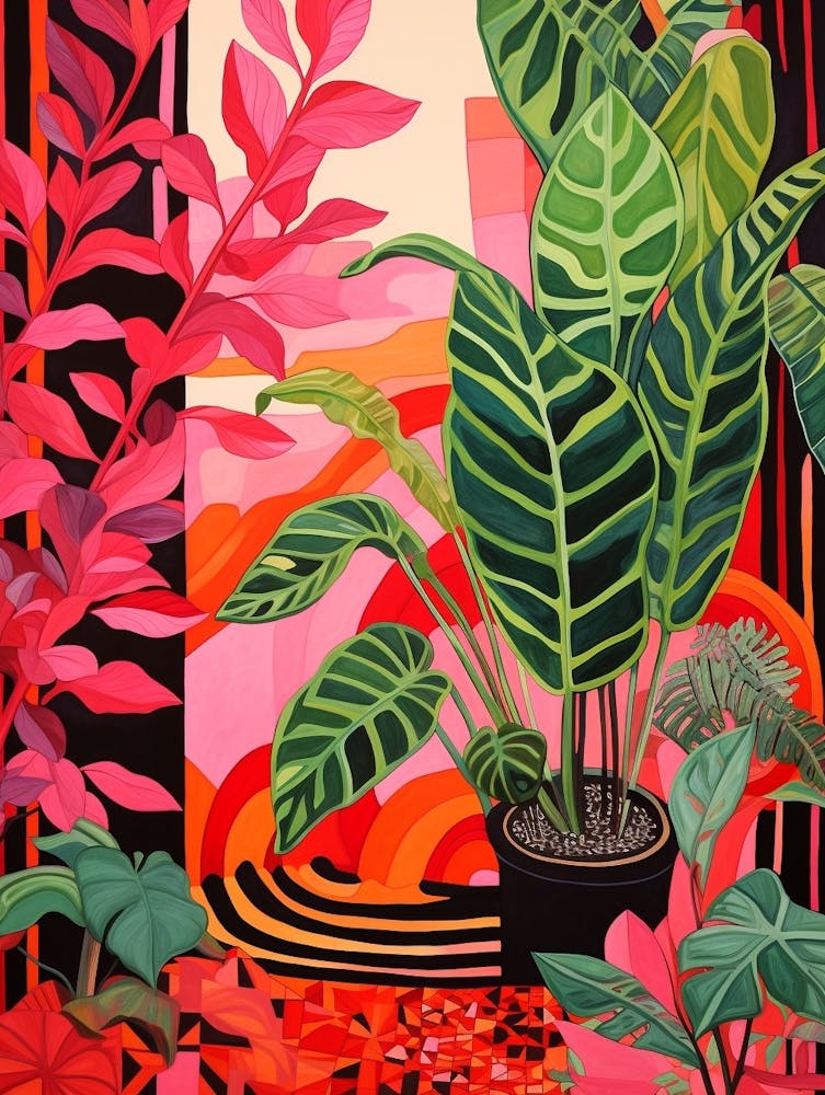 Pink And Red Plant Illustration Calathea 2
