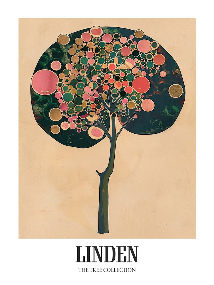 Linden Tree Colourful Illustration 4 Poster