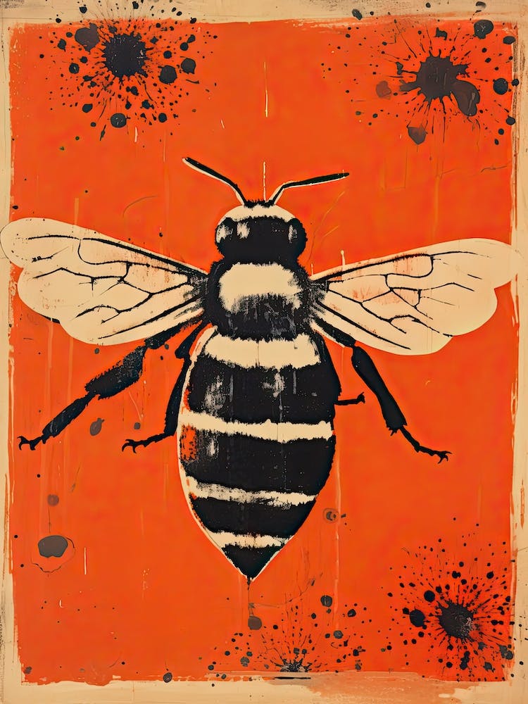 Bee, Woodblock Animal Drawing 2