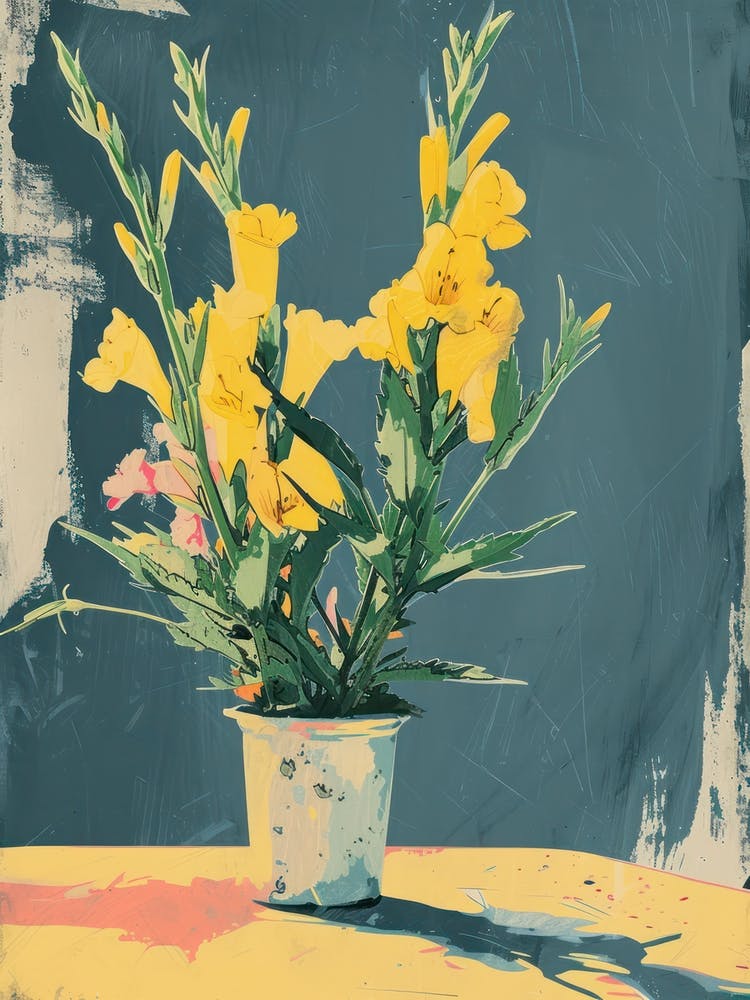 Snapdragon Flowers On A Table   Contemporary Illustration 3