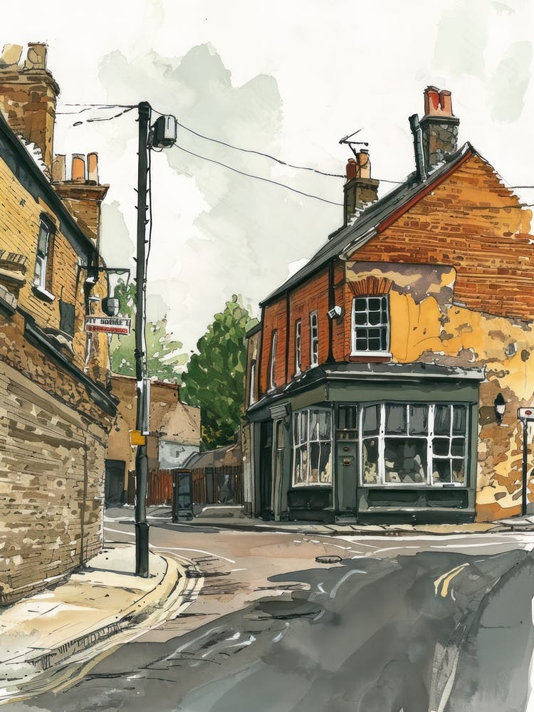 Havering London Borough   Street Watercolour 1