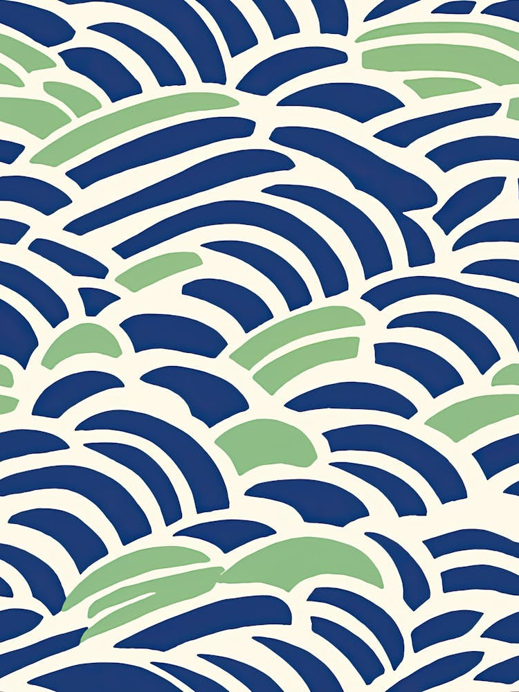 Waves In Blue And Green, Matisse style