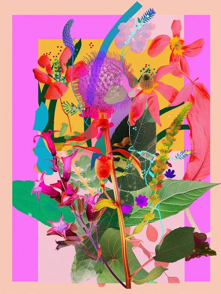 Amaranth 2 Neon Flower Collage