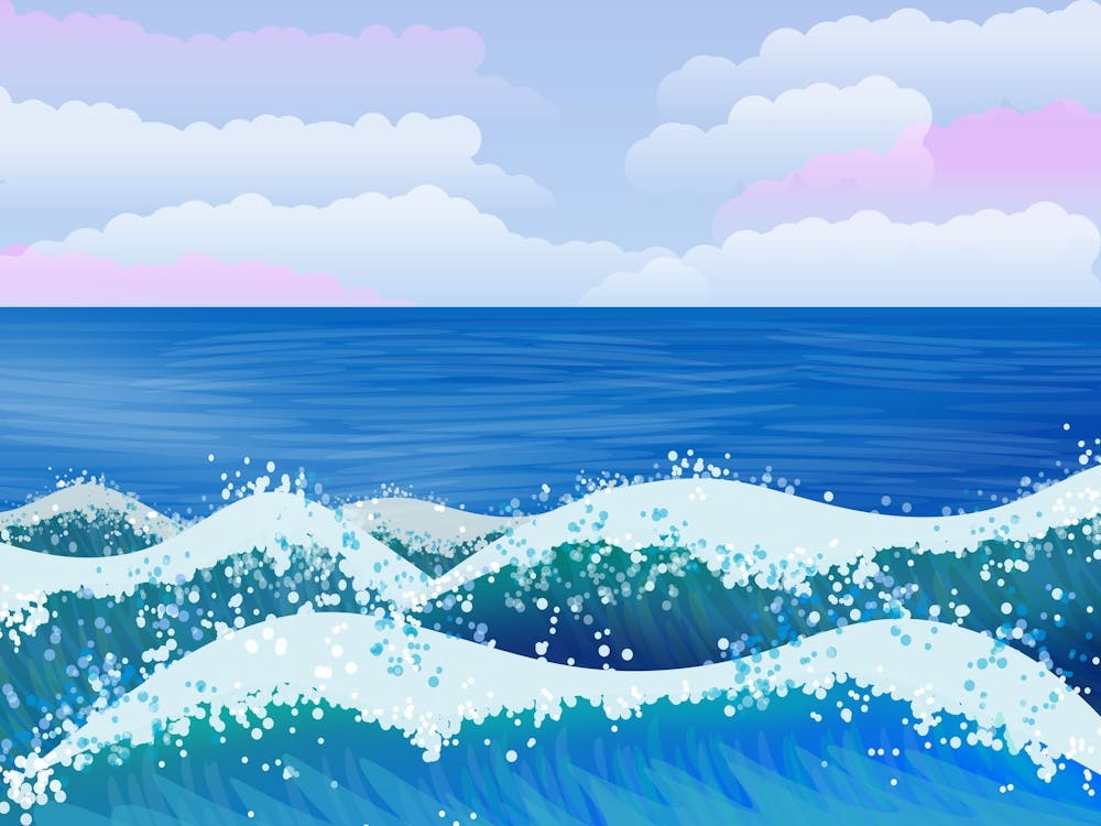 Landscape Sea Ocean Waves Beach Blue Sky Clouds Horizon Art Nature Painting Water