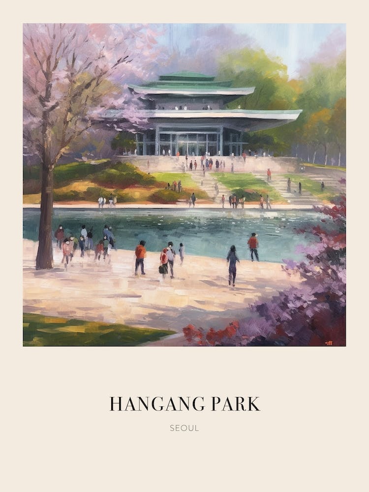 Hangang Park Seoul 4 Vintage Cezanne Inspired Poster