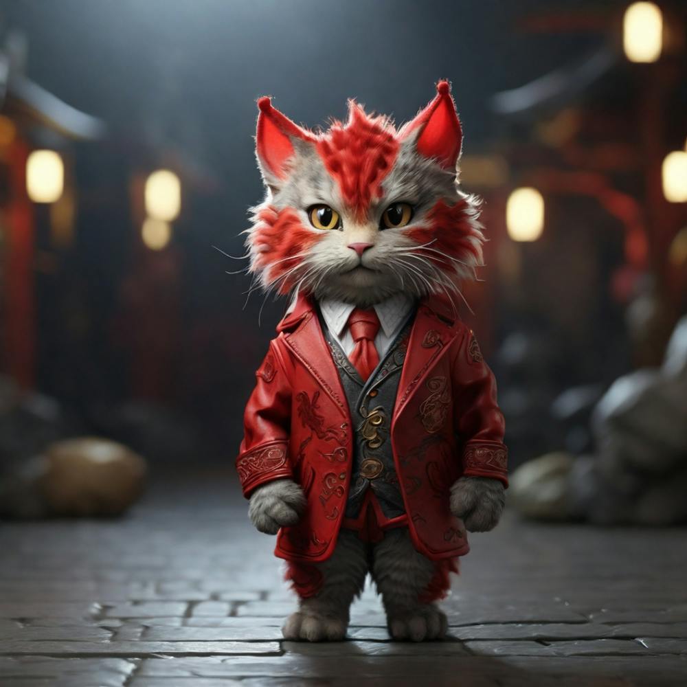 Cat In Red Suit