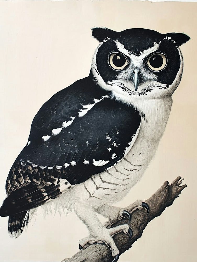 Spectacled Owl Vintage Illustration 3